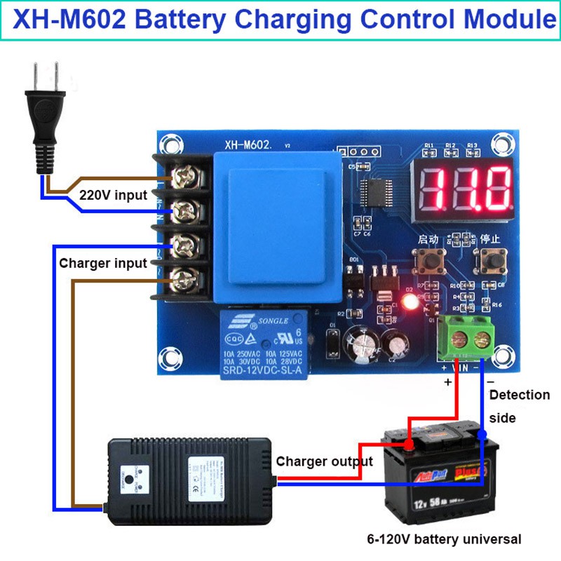 XH-M602 Digital Control Battery Charging Control Module AC 220V Lithium ...