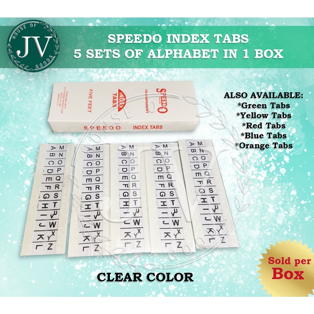 SPEEDO Index Tabs 1 Box of 5 Sets 5 Feet Shopee Philippines