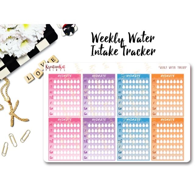 WEEKLY Water Intake Tracker Stickers | Shopee Philippines