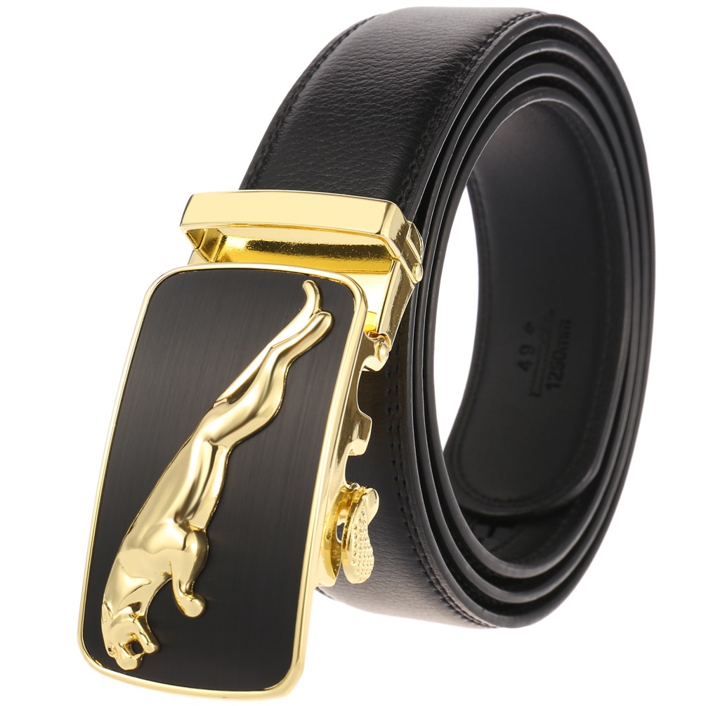 Fashion Genuine Leather Belt for Men High Quality Gold Automatic