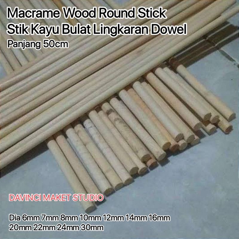 Macrame Wood Round Stick - Round Wooden Stick Dowel Diameter 6mm 8mm ...