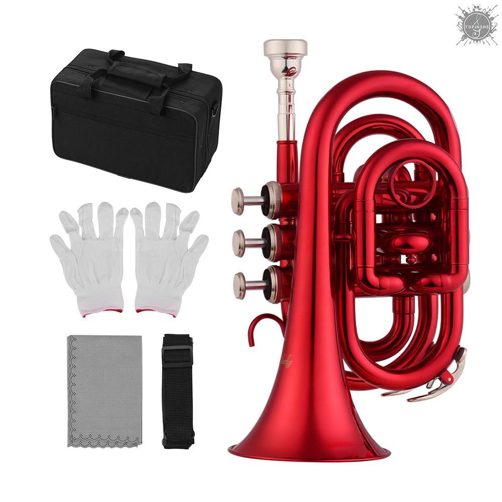 COD♥ Muslady Mini Pocket Trumpet Bb Flat Brass Material Wind Instrument ...