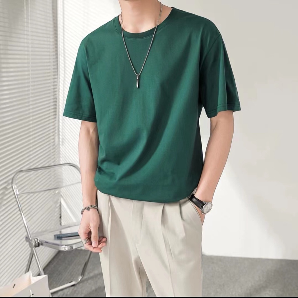 W&HUILISHI Cotton Plain Short Sleeve T-Shirt | Shopee Philippines