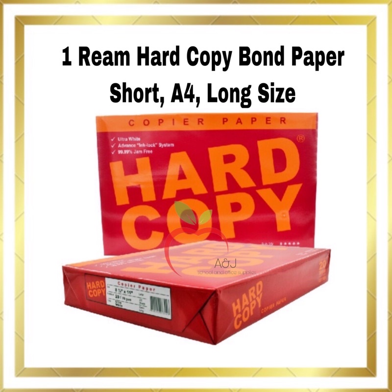 Hard Copy Bond Paper Short A4 Long Size 1 Ream Shopee Philippines 1234