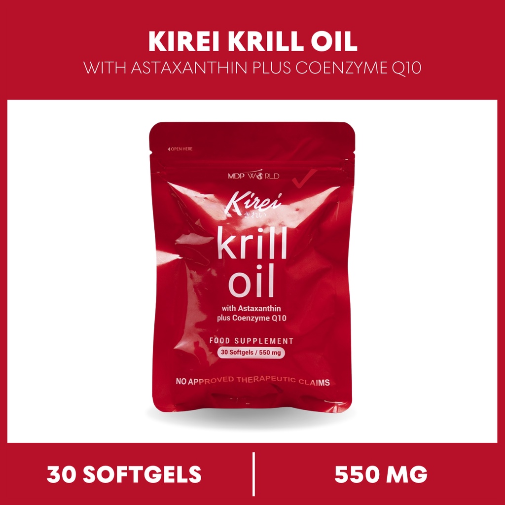 Original Kirei Krill Oil with Astaxanthin plus Coenzyme Q10 550mg x 30 Softgels Shopee