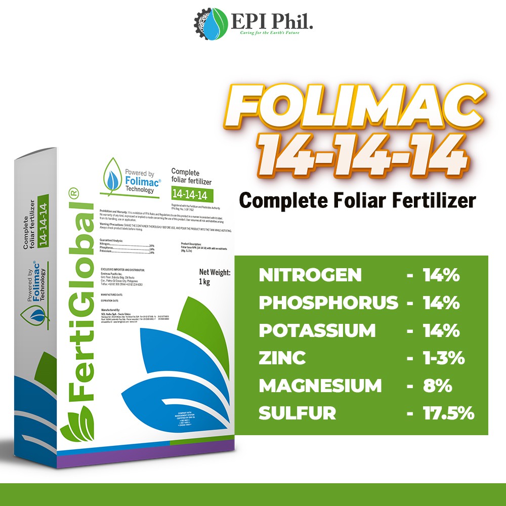 FOLIMAC 14-14-14 Complete Foliar Fertilizer (1 Kg) | Shopee Philippines