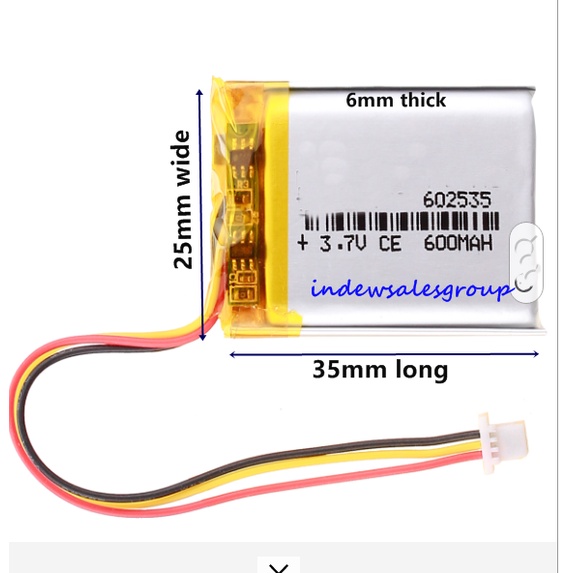 602535 3.7V 500mAh LIPO Rechargeable Battery 3wires | Shopee Philippines
