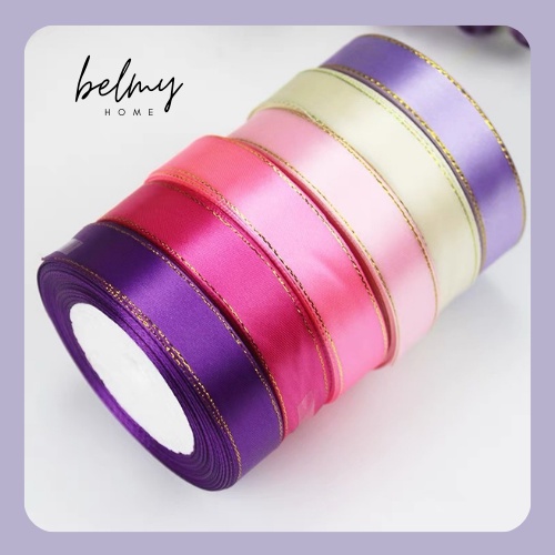 [GE] 2cm Satin Ribbon Gold edged for Gift Packaging Wrapping High ...
