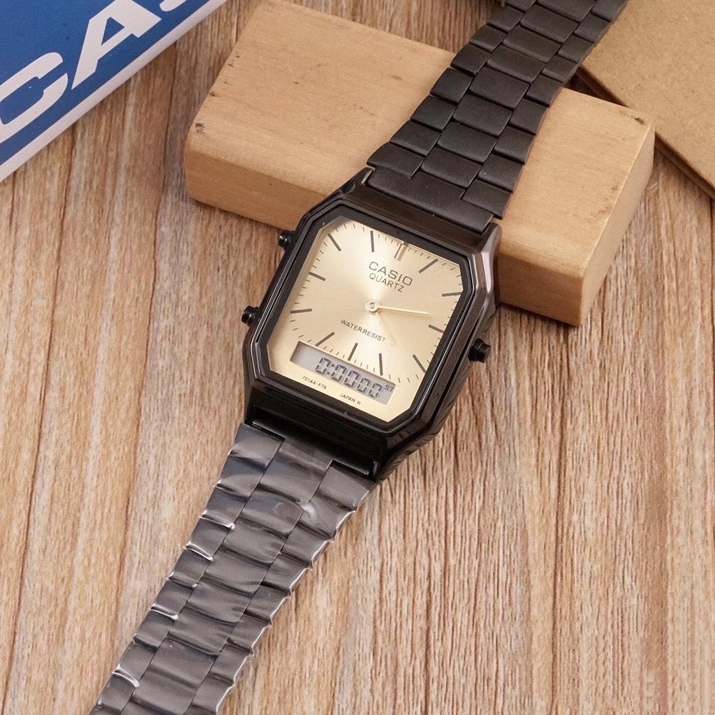 casio aq 230 watch for women unisex watch dual time gold Fashion business men luxury Shopee Philippines