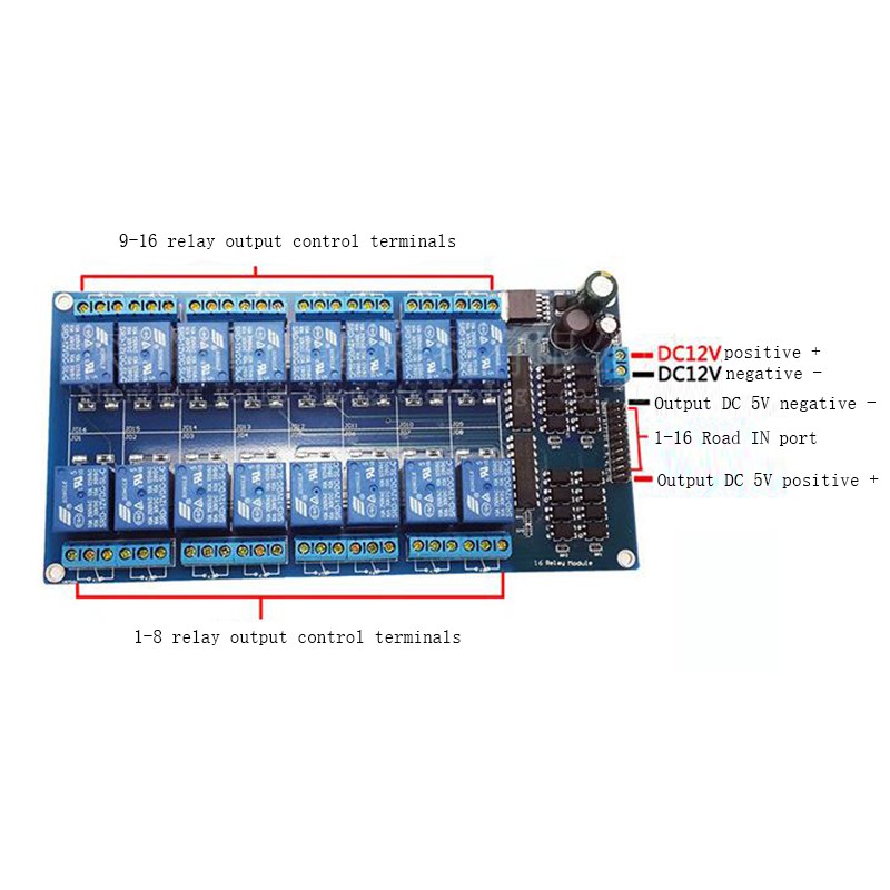 1PCS DC 5V 12V 16 channel relay module interface board with optocoupler ...