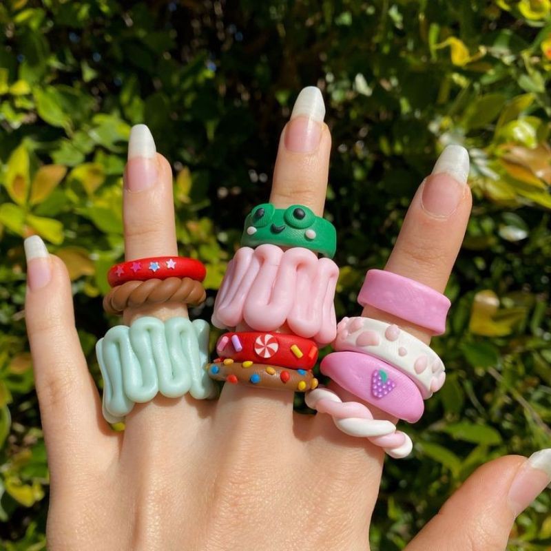 Chunky clay rings deals pinterest