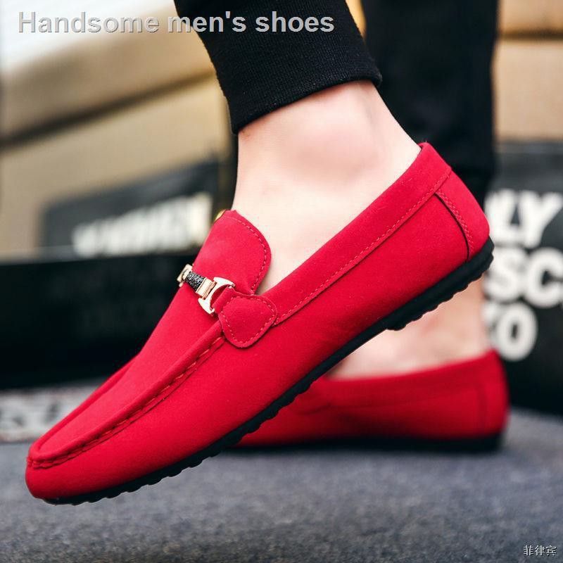 ◘✜♤Summer breathable bean shoes Men's Korean version trend casual flat  bottom driving men kick Red | Shopee Philippines