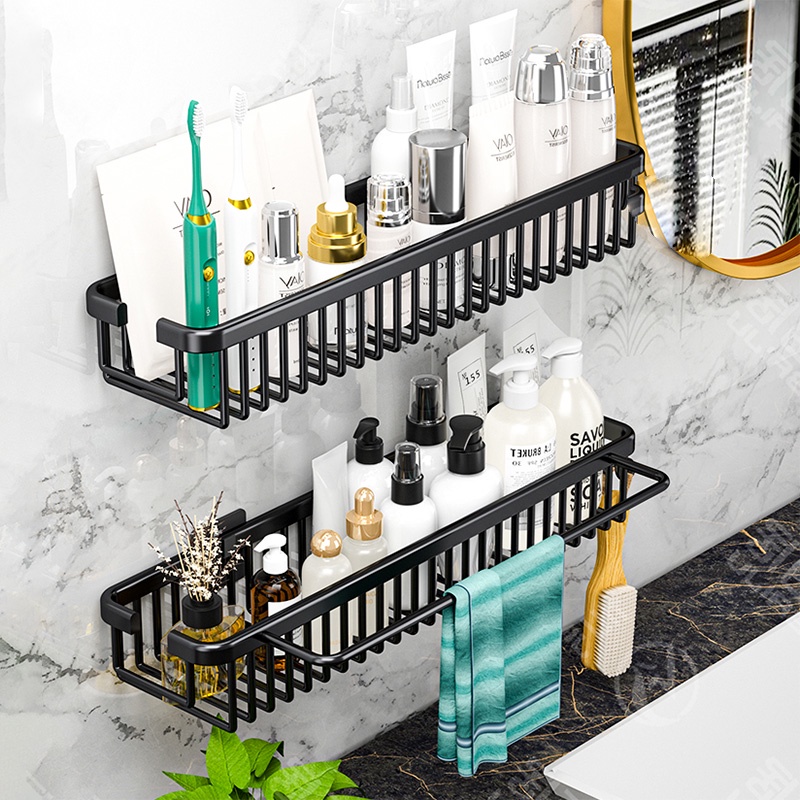 Meidoo Drilling Free Bathroom Shelf Space Aluminum Mesh Basket Rack ...