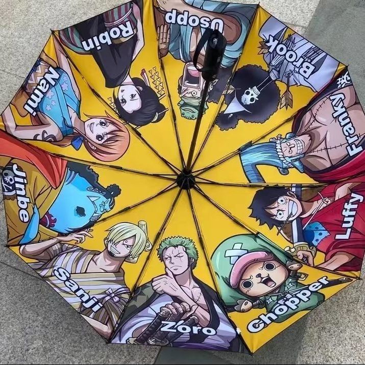 One Piece Anime Cartoon Sun Umbrella Automatic Folding UV Umbrellas ...