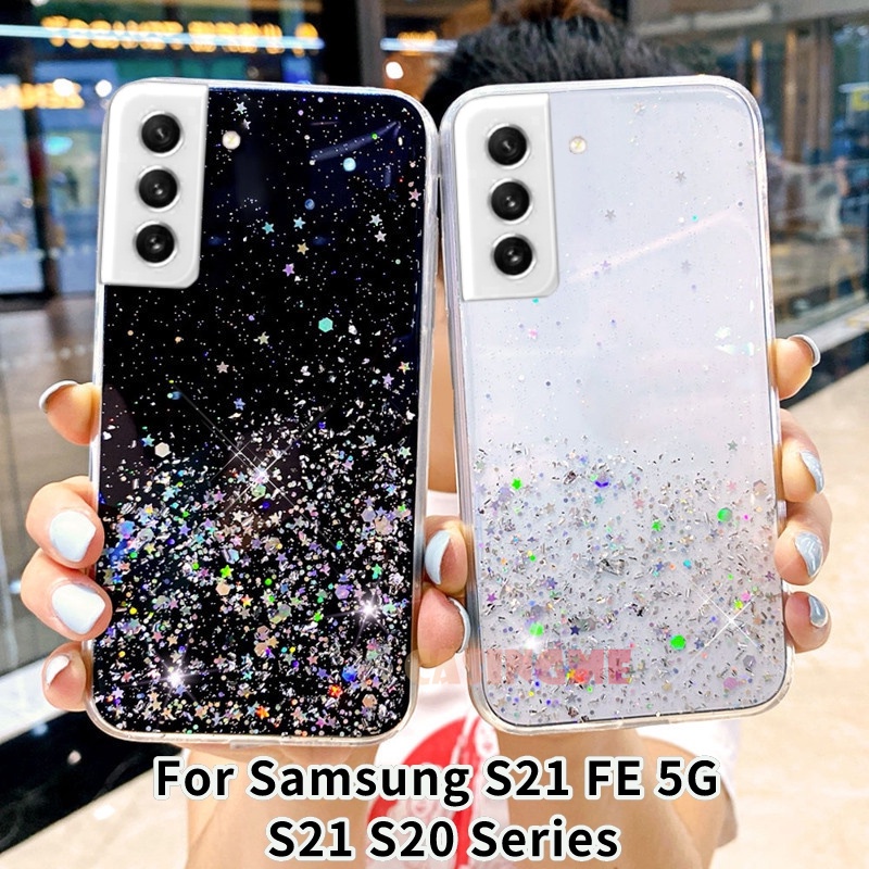 Samsung Galaxy S21FE 5G S20 S21 S 21 Ultra Plus FE 4G 5G Bling Glitter  Silicone Casing Clear Phone Case Soft Back Cover