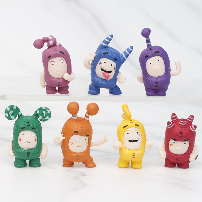 7pcs/kit Oddbods Dolls Miniature Anime Figures Pogo Newt Buuble Zee ...