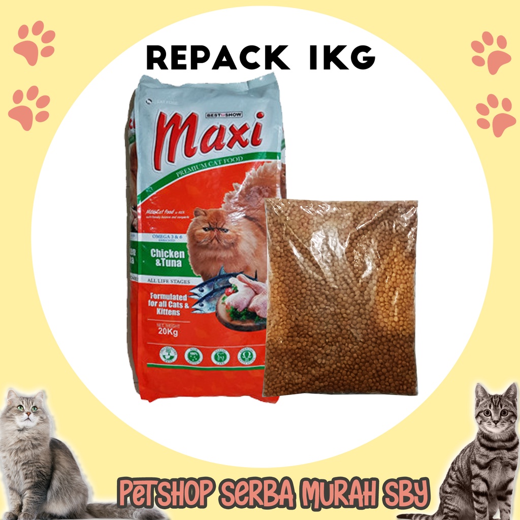 Maxi Chicken Tuna Adult Kitten Repack 1 Kg Cat Dry Food Shopee