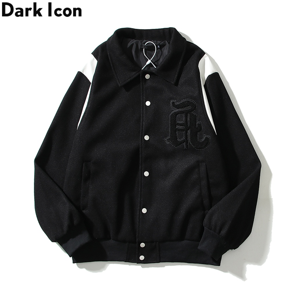 DARK ICON Embroidered Vintage woolen patch black and White Baseball