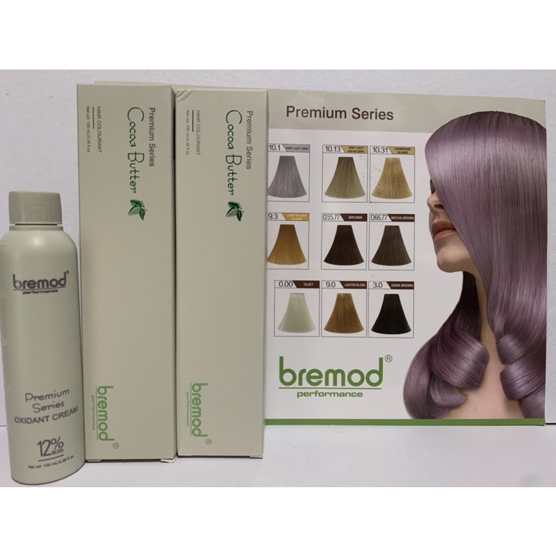 Bremod Premium Series Cocoa Butter Hair Color Set Cream+Oxidizing 100ml ...