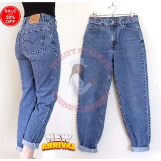 Trendy Black Color High Waist Baggy Mom Jeans Staright Denim Pants G1853  (JF)