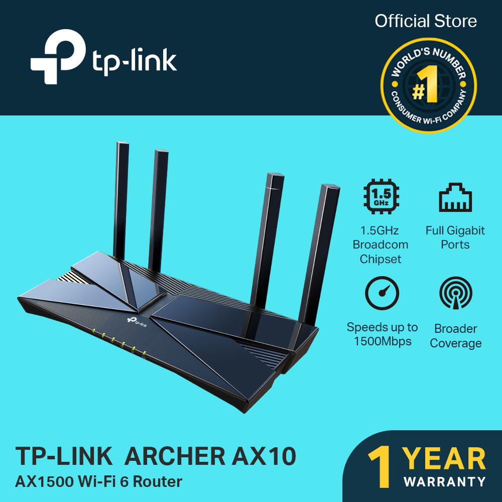 TPLink Archer AX10 AX1500 WiFi 6 Dual Band Gigabit