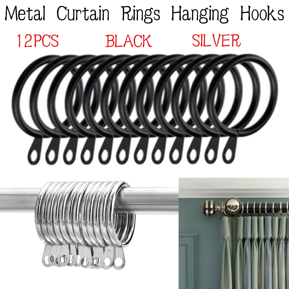 Metal Curtain Rings Hanging Hooks for Curtains Rods Pole Voile Heavy ...