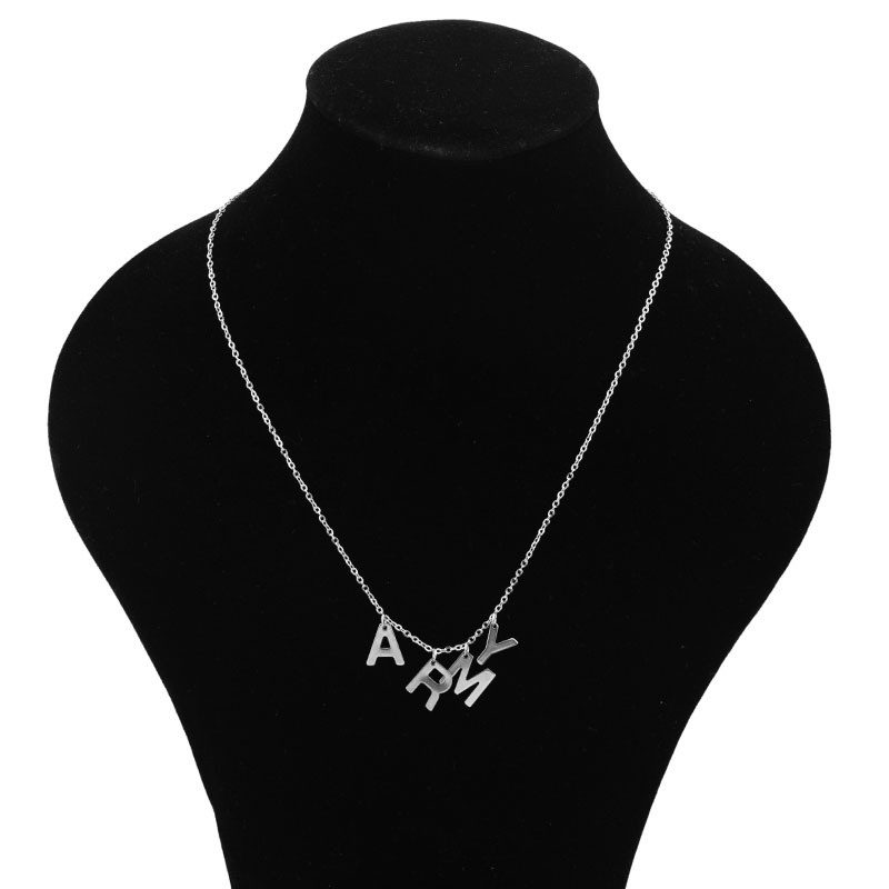 BTS Jimin “ARMY” Pendant Necklace Stainless Steel Chain Kpop Punk Hip Hop  Unisex Jewelry for Women Boy Girl Boy