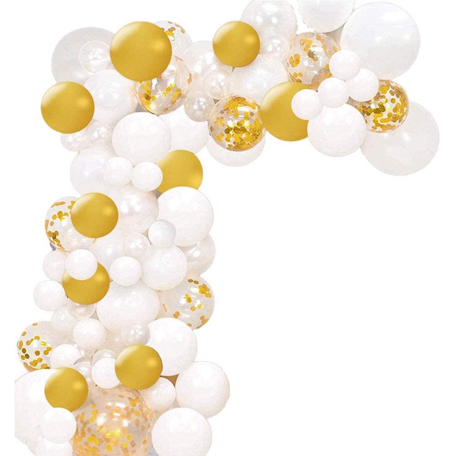 Kiena Bloonsy White Balloon Garland Kit Balloon Arch Kit With White And Gold Balloons