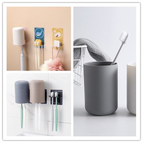 Waterproof Transparent Toothbrushes Rack free punching wall-mounted ...