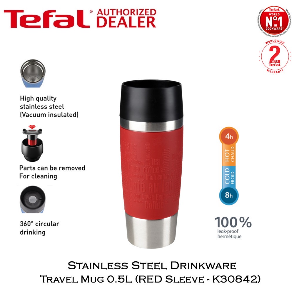 Tefal Travel Thermal Mug Thermal Bottles Red Silver / Black Silver ...