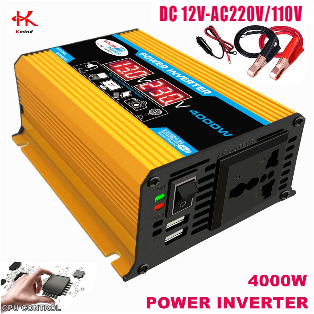 KMIND 600W Power Inverter DC 12V to 220V 110V Sine Wave with LCD ...