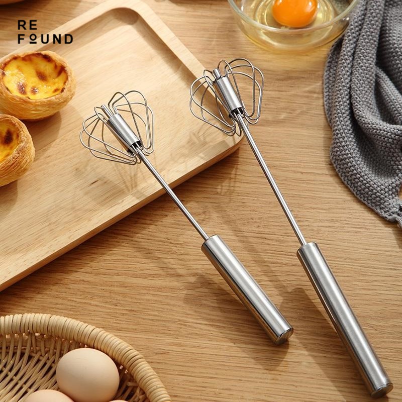 Semiautomatic Mixer Egg Beater Manual Self Turning Stainless Steel
