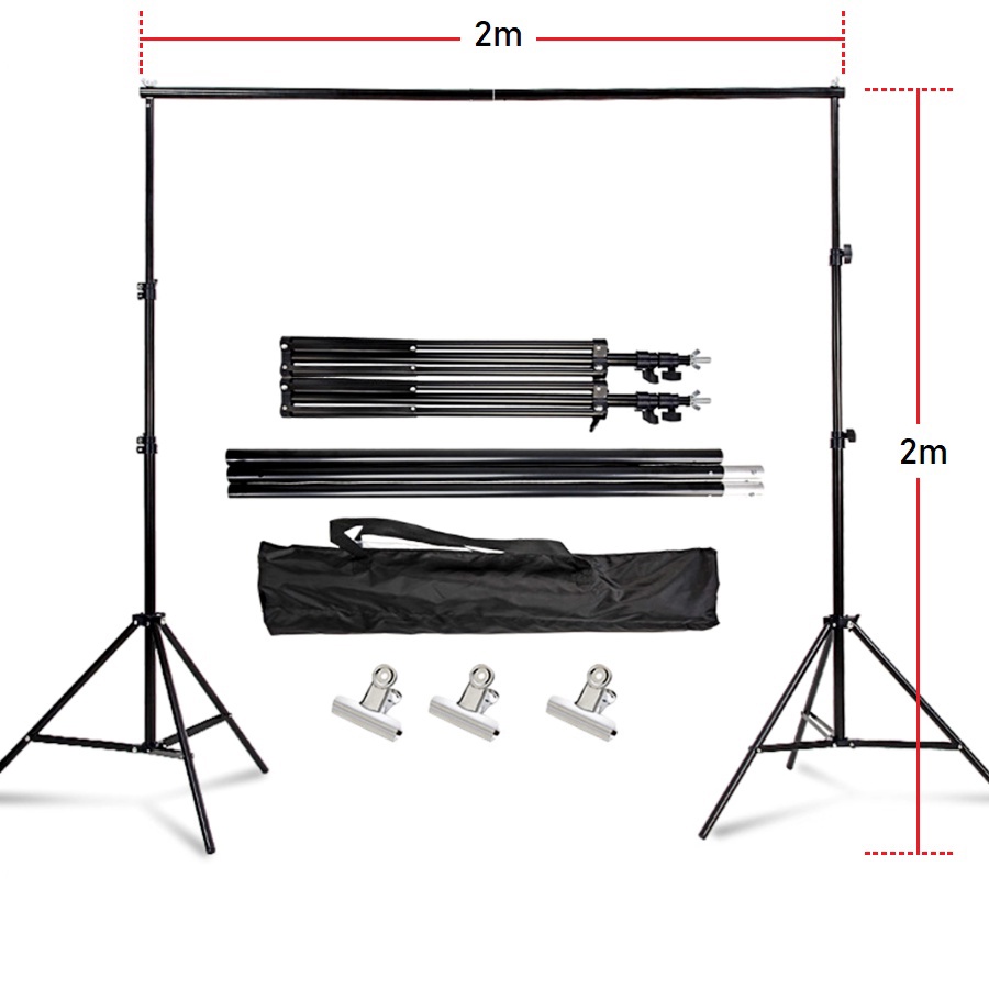 Studio Backdrop Stand With Tripod & 4 Clip Photography Backdrop Cloth ...