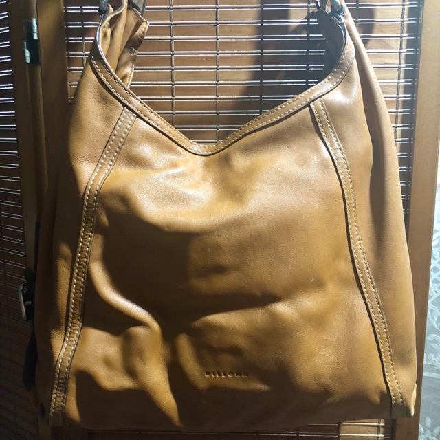 Dissona Large Leather Hobo Shoulder Bag