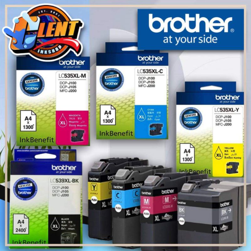 Genuine brother Ink LC539XL black and LC535XL CMY (DCP-J100, J105 and ...