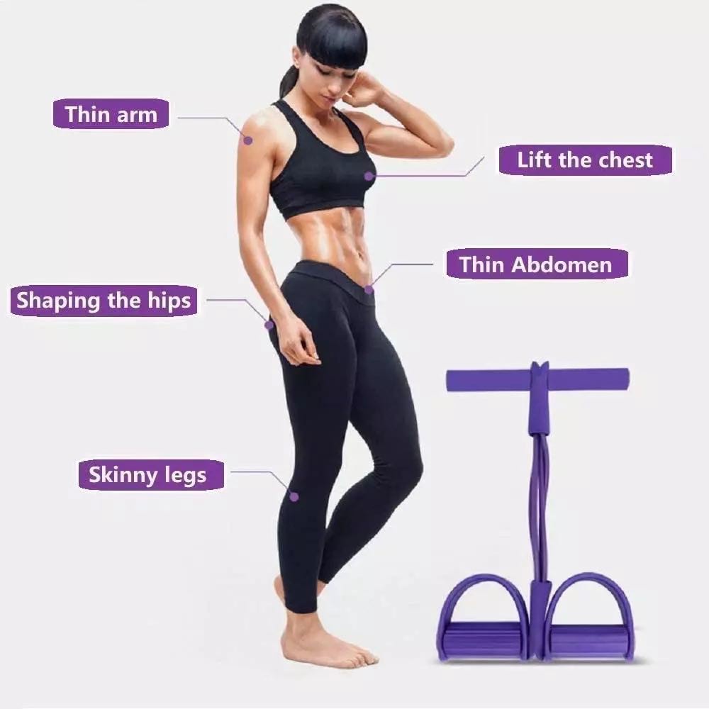 2020 4-Tube Elastic Pull Rope Fitness Natural Latex Sit-up Body Trimmer ...