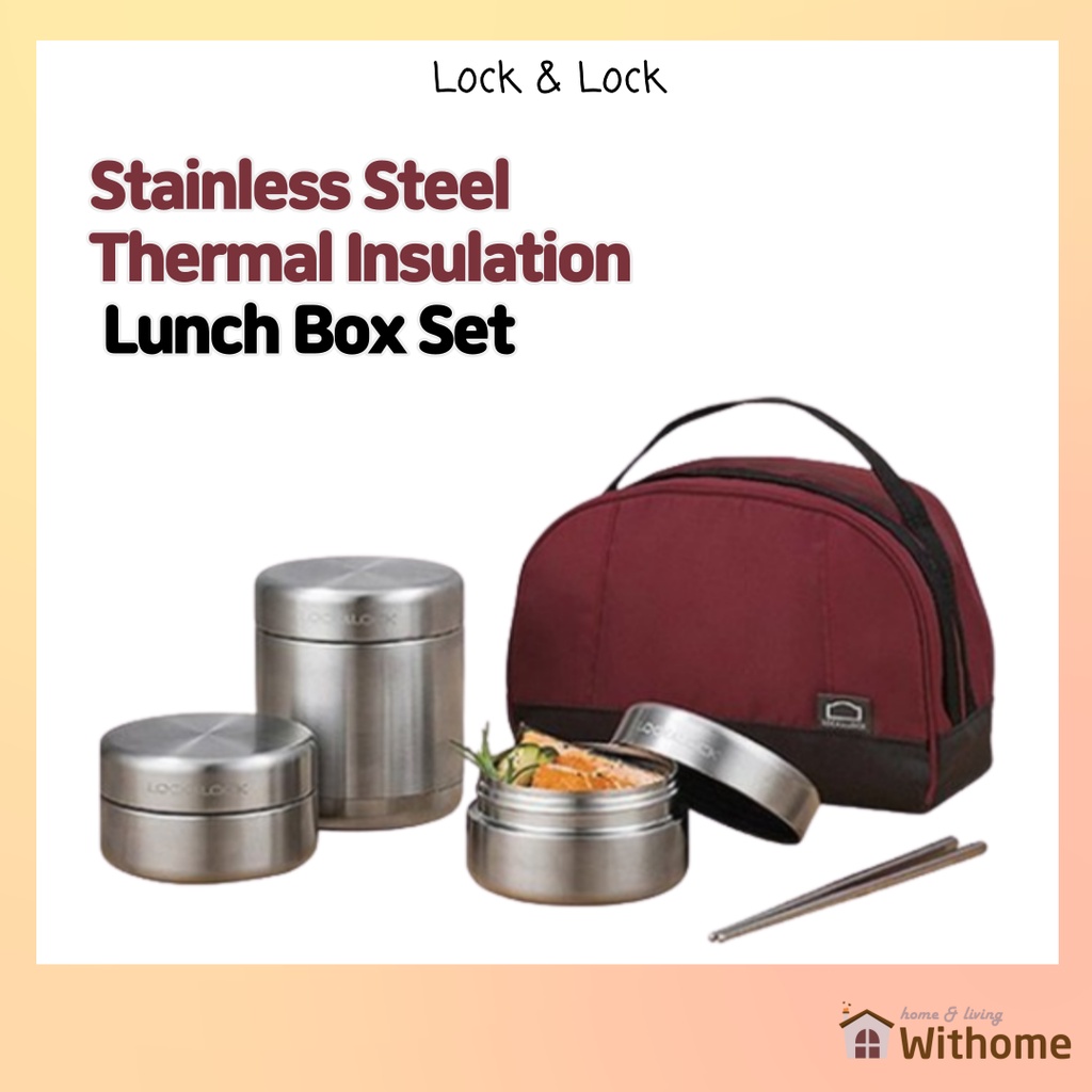[Lock&Lock] Stainless Steel Thermal Insulation Lunch Box Set ...