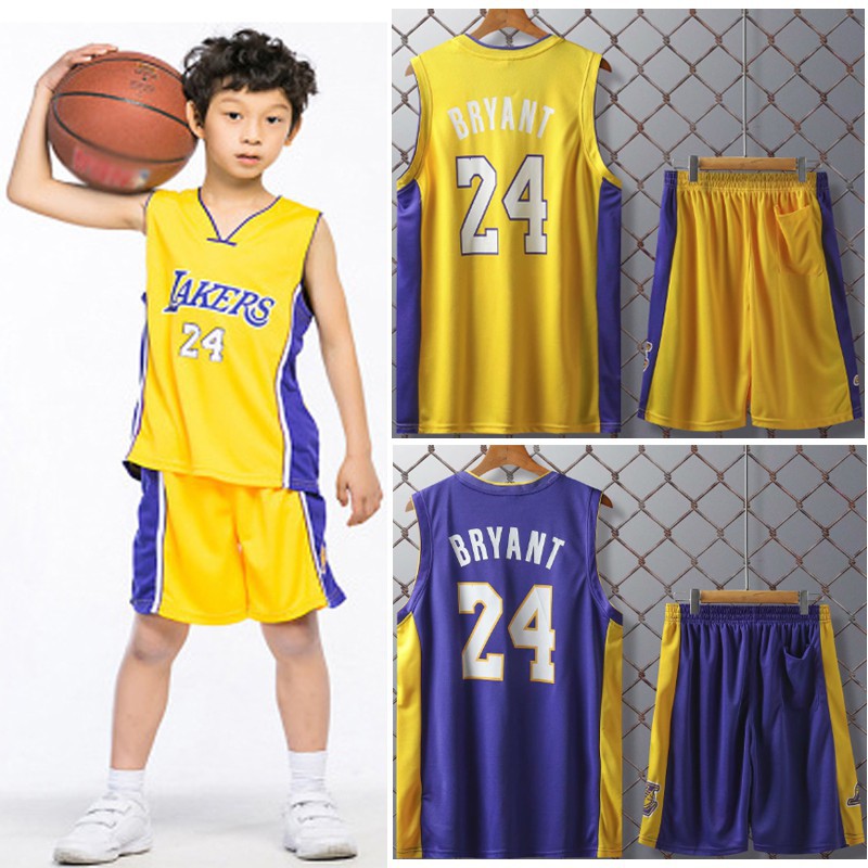 L.A Lakers Jersey #24 Kobe Bryant Jersey Kids Tops+Shorts Jersey Set  Children Basketball Uniform