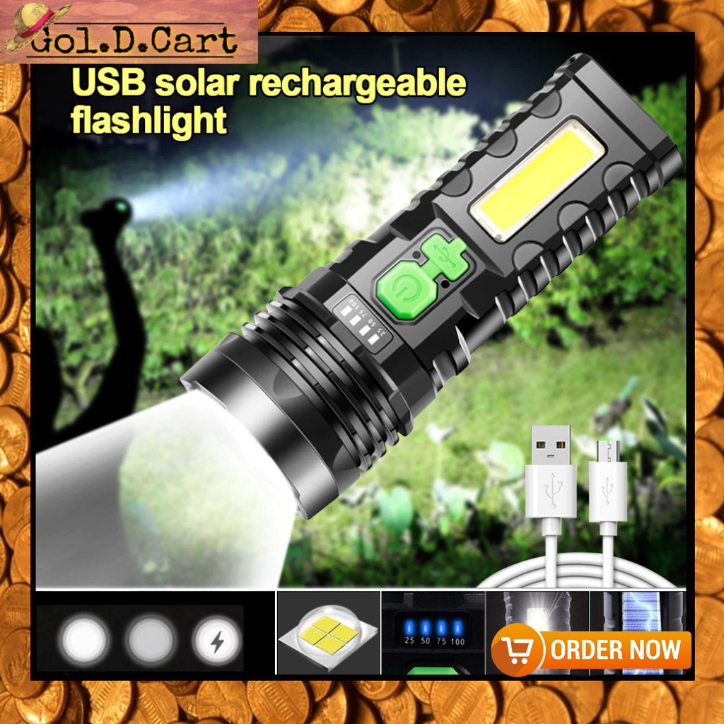 solar flashlight waterproofGDC- USB Solar Rechargeable Flashlight Built ...