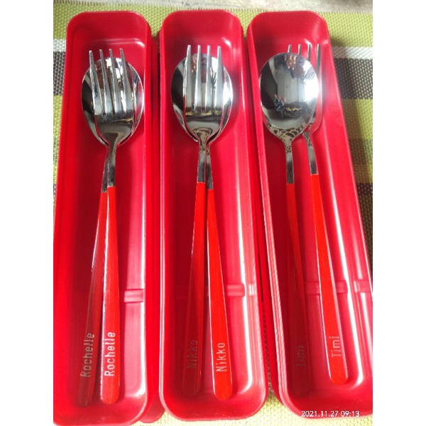 Personalized Spoon and Fork Silver Coated (name engrave) Shopee