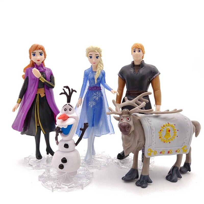 Disney Frozen 2 Princess Figures 5 Pcs/Set Elsa Anna Kristoff Olaf Sven ...