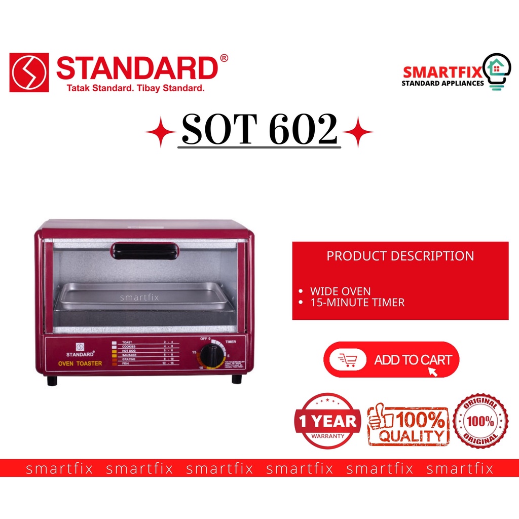 Standard Oven Toaster SOT 602 Red Shopee Philippines