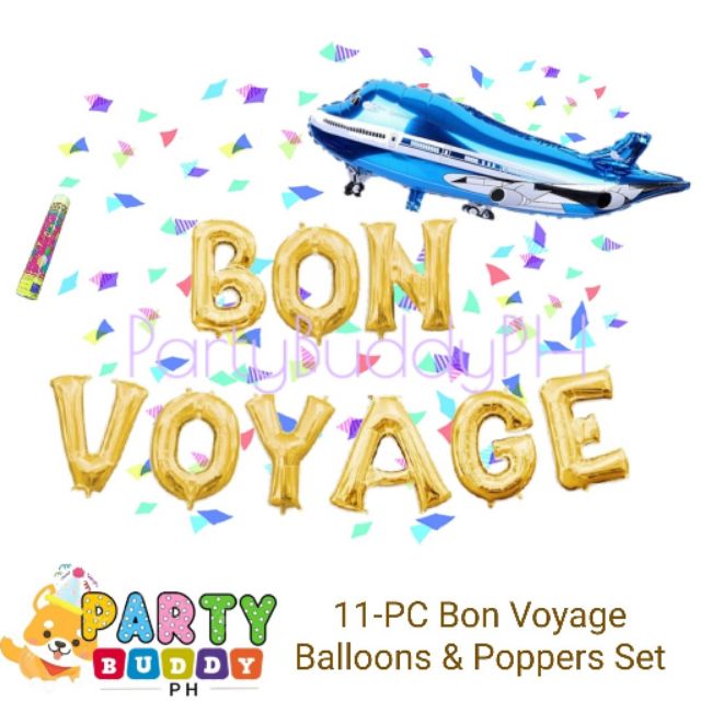 11-pc BON VOYAGE Balloons + Poppers Set | Shopee Philippines