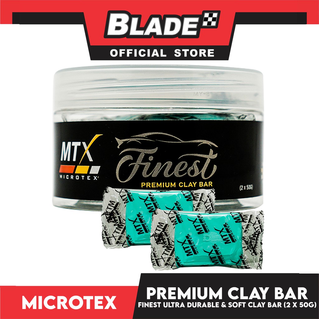 Microtex Finest Premium Clay Bar (2 x 50g) Ultra Durable Soft Smooths ...