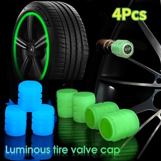 4Pcs Glow In Dark Green Car Tire Valve Stem Caps Cover Luminous Auto  Accessories