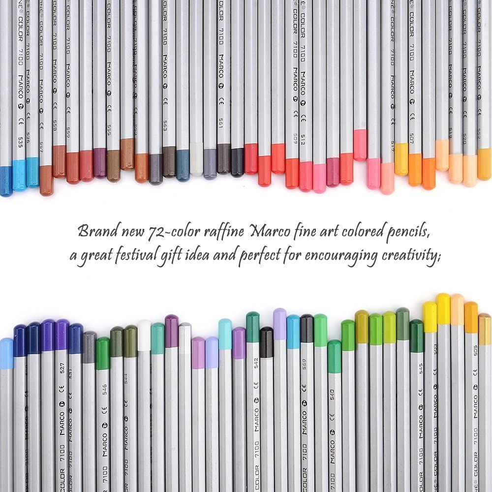 Marco Raffine Fine 48/72 Colors Art Drawing Pencil 7100-72CB Set Wooden ...
