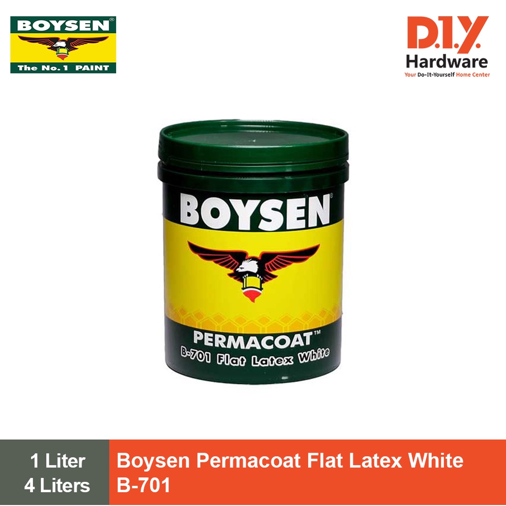 Boysen Paint Permacoat Flat Latex White B-701 1 Liter And 4 Liters ...