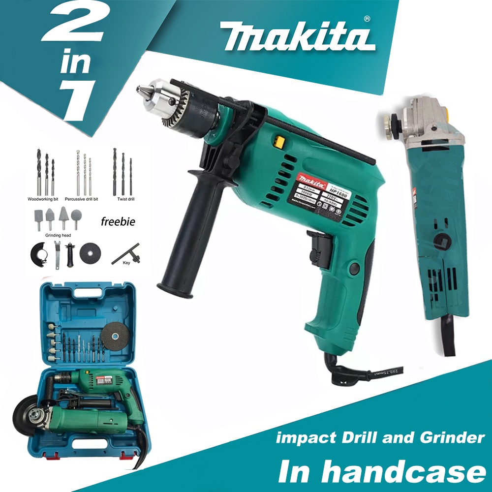 New MAKITA Original 2 in 1 Impact Drill and Angle Grinder with FREE