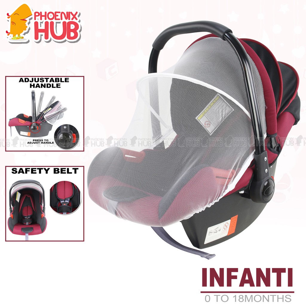 PhoenixHub Infanti PREMUIM Baby Car Seat Basket Carrier with Mosquito
