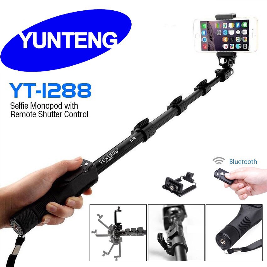 Yunteng YT1288 Deluxed Bluetooth Wireless Camera Monopod (Black